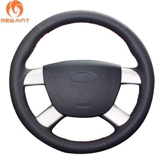 MEWANT Black Artificial Leather Car Steering Wheel Cover for Ford Focus CC Focus C-Max Kuga Tourneo Connect Transit Connect
