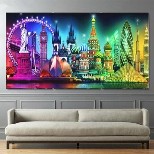 DIY Diamond Painting full Square round Diamond Painting New York city night view Painting Rhinestone Mosaic diamond embroidery