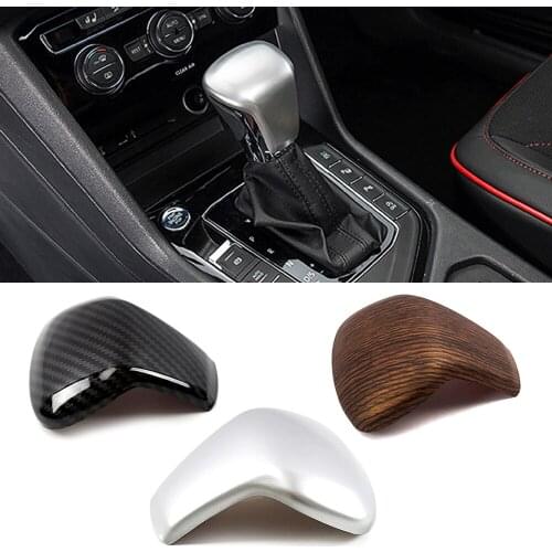 For Volkswagen VW Tiguan MK2 2017-2019 Gear Shift Knob Cover Trim Carbon Fiber Printed ABS Interior Moulding Peach Wood Color