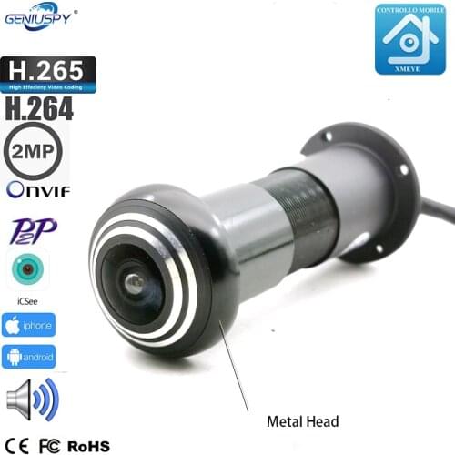 1.66mm Lens Door Eye Hole Wired IP Camera 1080P 170 Degree Wide Angle FishEye CCTV Security Mini Camera Audio TF Card Slot Onvif