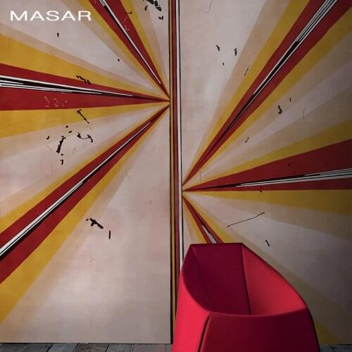 MASAR blue red ray ray design original mural living room hotel background wall wallpaper fashion youth wallpaper Rongguang