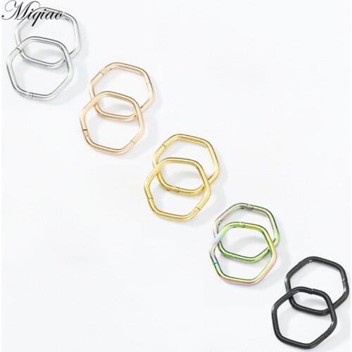 Miqiao 2pcs Explosive Stainless Steel Hypoallergenic Polygonal Nose Ring Exquisite Human Body Piercing Jewelry