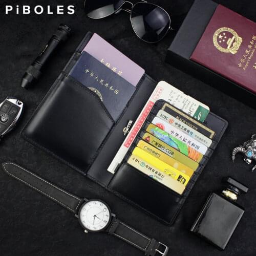 Handmade Genuine Leather Passport Wallet Document Holder Credit Cards ID Passport Card Holder Air Tickets Slot Coin Purse Travel