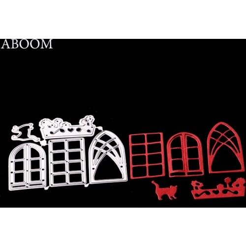 ABOOM Buliding Set Silver Metal Cutting Dies For Scrapbooking Die Scrapbooking New Arrival Frame House Paper Craft Dies
