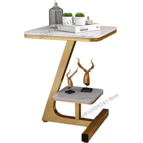 Marble Light Luxury Sofa Corner Table Cabinet Simple Modern Balcony Double Flower Coffee Table Small Apartment Bedside Table Min