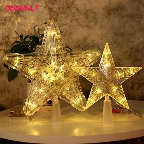 Christmas Tree Top Star Lights Christmas Tree Decoration Ornaments Battery Power Garland New Year Christmas Decorations For Home