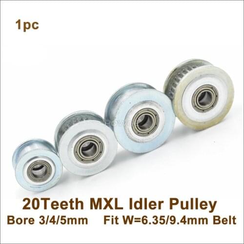 Powge 20 Teeth MXL Idler Pulley Passive Pulley Bore 3/4/5mm Fit MXL Timing Belt 20T 20Teeth MXL Tension Pulley 20-MXL