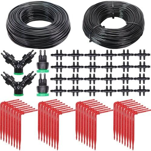 Greenhouse Red Elbow Emitter Automatic Drip System 4/7 to 3/5mm Hose Garden Watering Irrigation Kit for Home Bonsai Plants