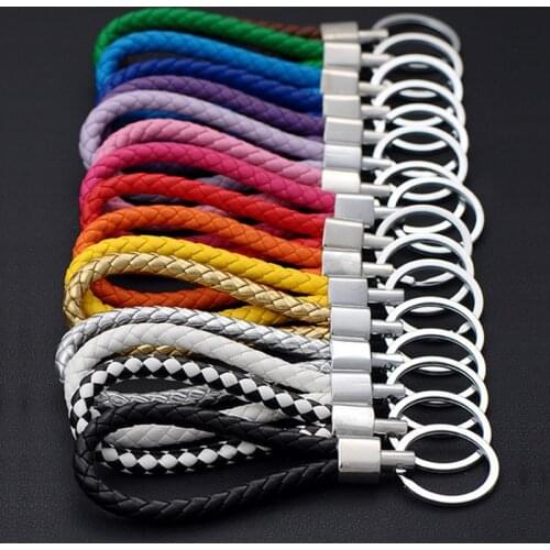 Vicney 15 Colors PU Leather Braided Woven Rope bts keychain DIY bag Pendant Key Chain Holder Car Keyrings Men Women Keychain