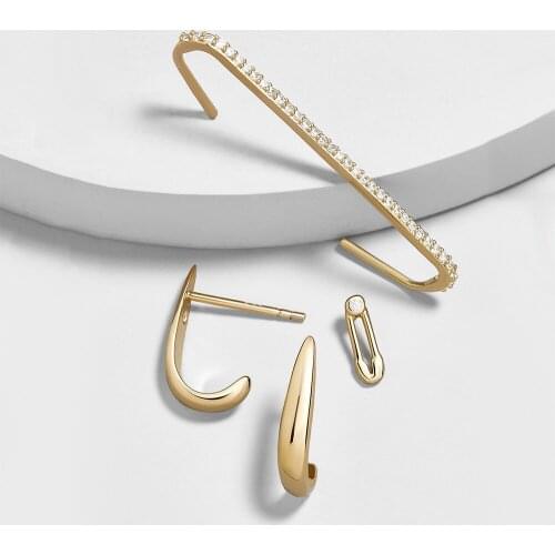 YWZIXLN 4pcs/Set Fashion Gothic Pin Earring U Shape Crystal Earrings Female Jewelry Ear Cuff Accessories For Women E0155