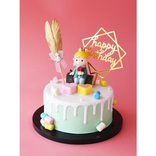 Baked little prince cake decoration set childrens baby one year old plug-in candle