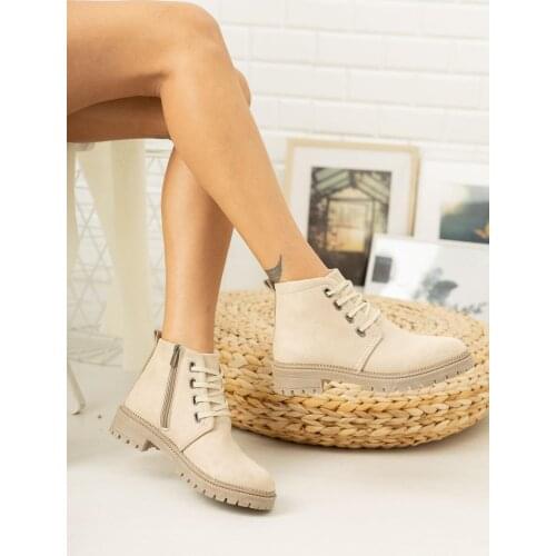 2021 womens winter fashion boots suede Materıal beige with Layd shoes anti-slip soles round toe elastic band lace