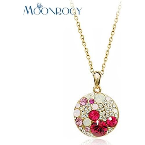 MOONROCY Free Shipping Fashion Necklace Rose Gold Color Red Green Blue Purple Austrian Crystal Fashion Gift Choker for Women