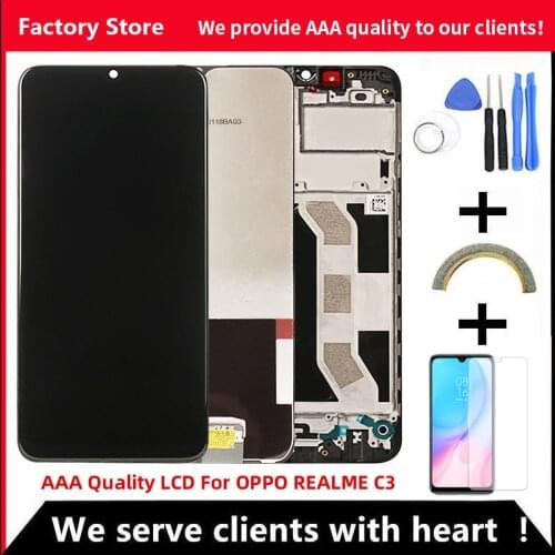 6.5" AAA Quality LCD For Oppo Realme C3 LCD With Frame Display Screen For Realme C3 LCD Screen Display 1600*720 Resolution