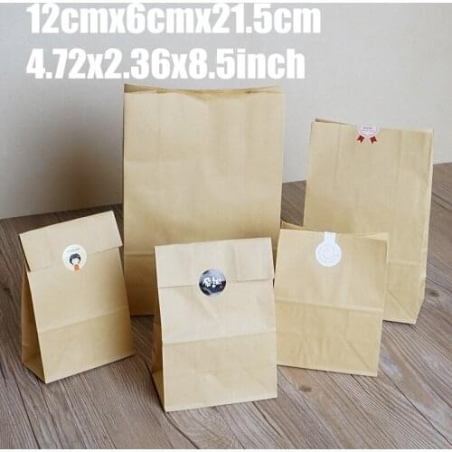 12cm*6cm*21.5cm 50Pc Cake Bread Kraft Paper Bag Packaging For Cookies Jute Bolsas De Papel Shopping Verpakking Zakjes Decoration