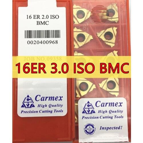 16ER 3.0 ISO BMC 10pcs/set Carmex CNC Internal thread Carbide insert Processing steel Free shipping