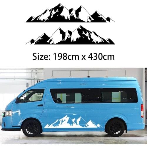 2x 430cm*198cm Mountain Off Road Camper Van Motorhome Door Body Vehicle Decal (one for Each Side) KK Vinyl Sticker Car Truck RV