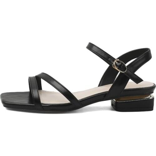 2021 New Women Sandals Soft Leather Ladies Comfortable Low Heels Sandals Summer Open Toe Beach Shoes Fashion Womens Footwear