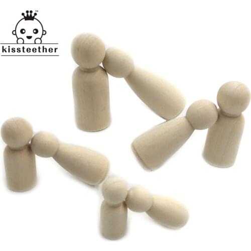 32pc Girl/Boy (35mm 43mm 55mm 65mm each type 8pc)Wooden Unfinished Wooden People Large Family Peg Dolls Wooden Family DIY Craft