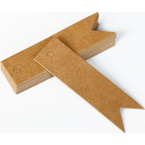 50pcs DIY Kraft Paper Tag Dovetail Shapes Label Wedding Party Note Blank Price Hang Tag Gift Wrapping Supplies 2x7cm