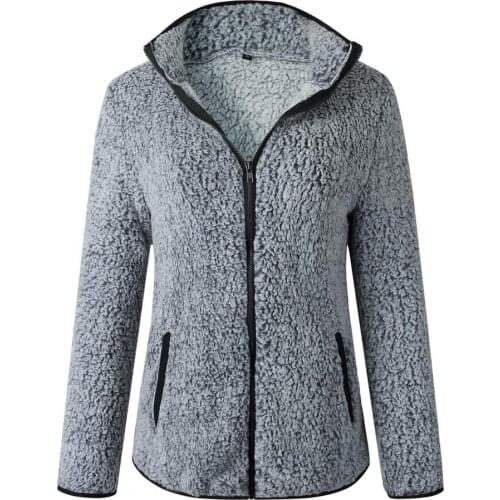 80% HOT SALES！！！Winter Women Turtleneck Long Sleeve Pocket Plush Coat Jacket Zipper Outerwear