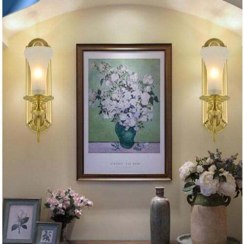 Antique Copper led wall lamp wedding lighting fixture mirror light sconce American country wall Lights Bedroom study room Lampe