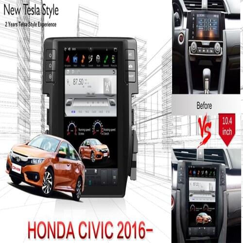 Android 9.0 7.1 Tesla Car GPS navigation For Honda Civic 2016 2017 video player headunit multimedia stereo Satnav radio no DVD