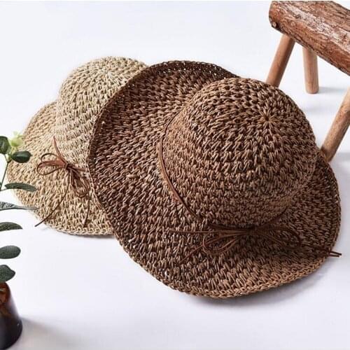 Hat Summer Womens Foldable Large Brim Beach Sun Hat Straw Beach Cap for Ladies Elegant Vacation Travel Hats