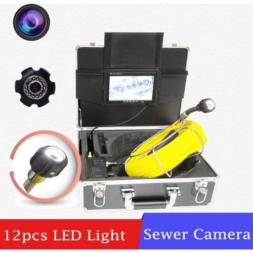 Borescope 7 Inch Color LCD Screen Endoscope Pipe Camera With 12 LED IP68 Waterproof Snake Sewer Inspection Camera