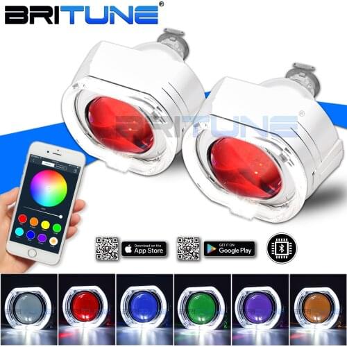 Britune Bixenon Lens Bluetooth Angel Devil Eyes RGB APP Projector H1 HID LED Bulb H4 H7 Headlight Car Lights Accessories Tuning