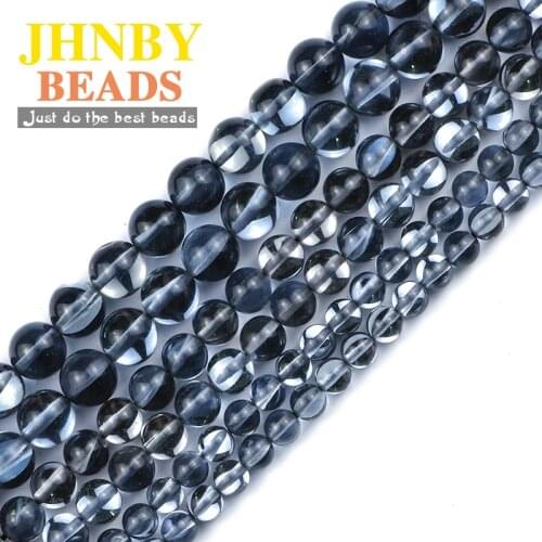 JHNBY Black Labradorite Natural ShimmerStone 6/8/10MM Charms Round Spacers Loose beads for Jewelry making bracelets DIY Findings