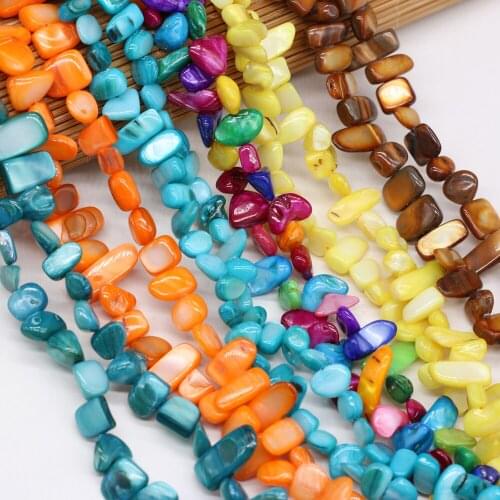 Natural Shell Loose Beads Irregular Shell Charms Dyed Colorful Pearl Shell Beads for Jewelry Making Necklace Bracelet Decoration