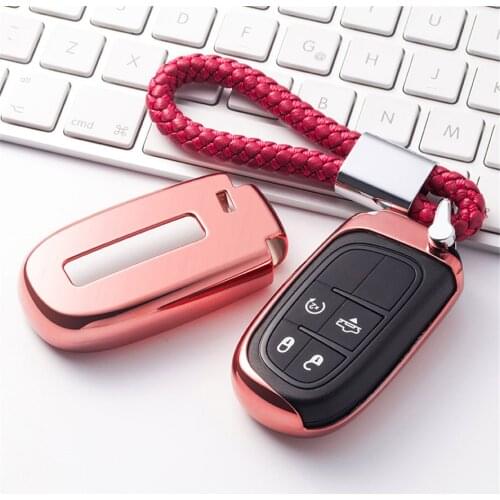 TPU Car Key Cover with PU Leather Key Ring Holder Jeep JK JL Wrangler For Fiat Grand 500 500X Stilo Ducato Doblo Linea Freemont