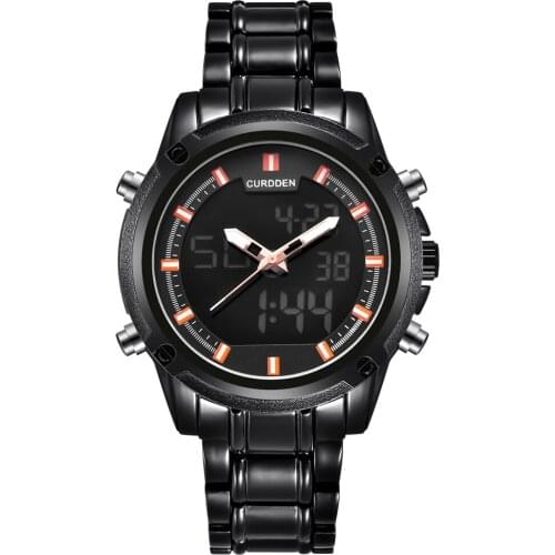 CURDDEN Brand Watches Mens Stainless Steel Waterproof Chronograph Business Watch Dual Time Designer Watches Relogio Masculino