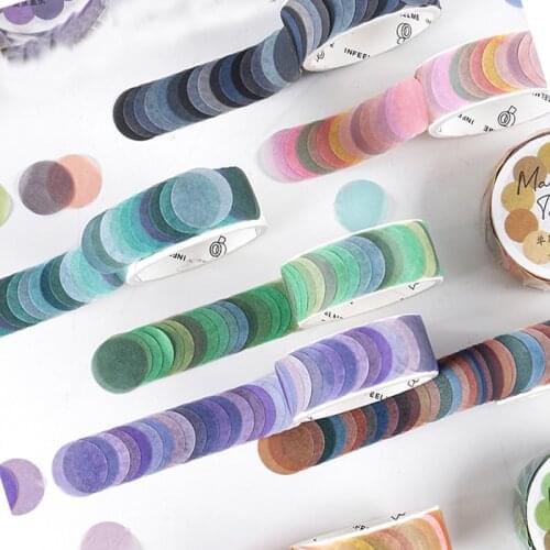 100 Pcs Color Round Dot Washi Tape Decorative Journal Craft Scrapbooking Planner Masking Tape Label Stickers Kawaii Stationery
