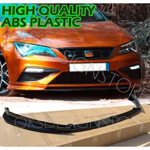 FOR SEAT LEON 2017-2020 FR/CUPRA STYLE Xcellence Front Bumper Lip 3 pcs Glossy Black Splitter Diffuser Lip Body Kit