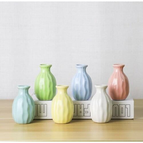 Ceramic Aromatherapy Bottle Creative Home Mini Ceramic Vase Decoration Hydroponic Small Vase Wave Solid Color