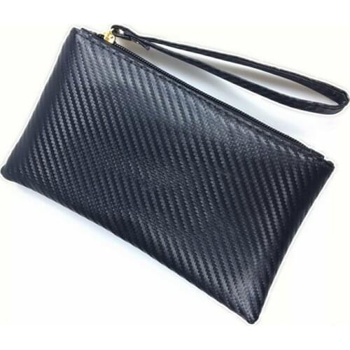 2019 Simple Men Women Wallets PU Leather Carbon Fiber Pattern Bag Zipper Clutch Coin Purse Phone Wristlet Portable Long Handbag