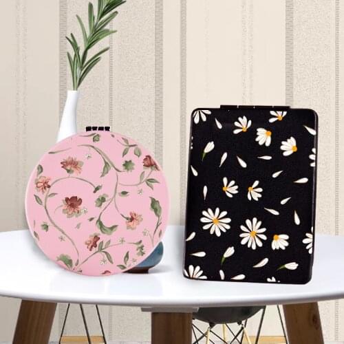 Vanity Makeup Mirror with Double Side for Girl Portable travel Flower Floral Folding Magnifying Compact Pocket Cosmetic Mirrors