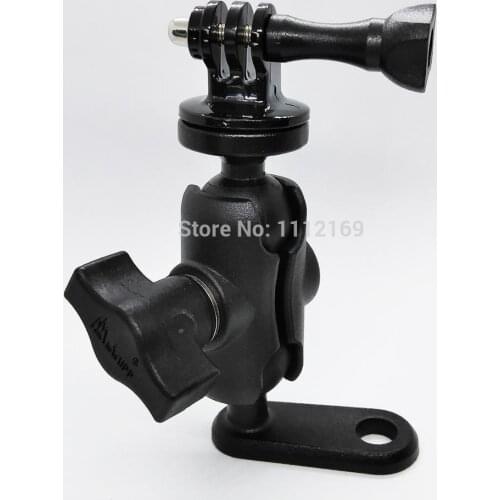 Aluminum Alloy Motorcycle Mirror Rear View Sports Camera Mount with 1/4 inch-20 Thread Stud for DVR GoPro Camera