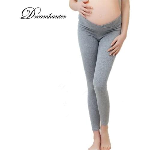 Spring Summer Maternity Leggings Solid Cotton Low Waist Pregnancy Belly Pants Thin Ankle Length Pregnancy Trousers