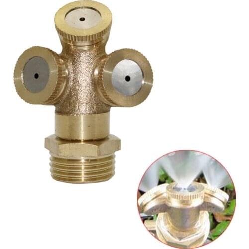 3 Holes 1/2" Male Thread Copper Misting Sprinkler Garden Agriculture Irrigation System Brass Atomizing Sprayer Cooling Fittings