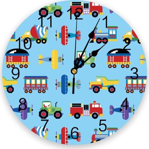 Airplane Train Motor Vehicle Cartoon Cute Creative Wall Clock For Home Office Decoration Living Room Bedroom Hanging Watch