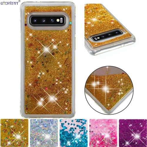 Cute Case For Samsung Galaxy S10 S 10 Bling Glitter Dynamic Liquid Quicksand Bumper Cover SM-G973F/DS SM-G973X Soft Phone Funda