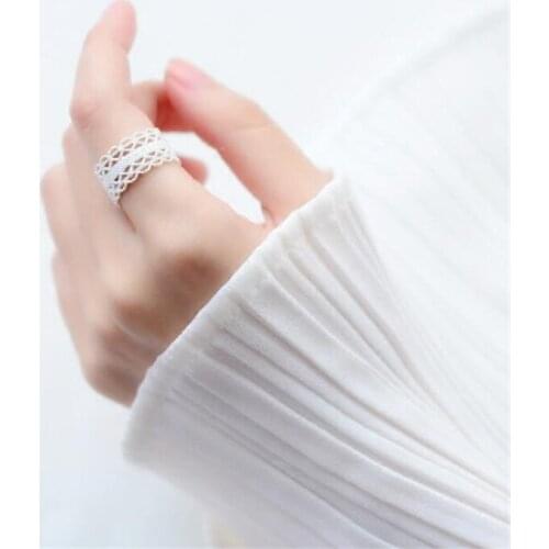 Fashion Lace Hollow Flower Wide Open Ring for Women 925 Sterling Silver Jewelry Charm Lady Accessories Party Gifts Anillos SR379