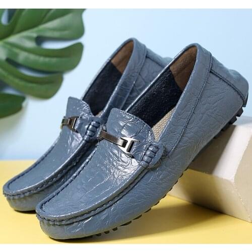 Men Loafers Mans Casual Shoes Slip on leater Shoes Male Footwear Horsebit Moccasin Sneakers Big Plus Size Blue Black Brown