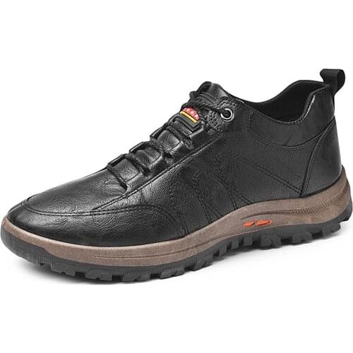 New Spring Autumn Simple Lace Up Mens Casual Shoes Hot Sale Soild Cozy Hard Wearing Height Increasing Outdoor Hiking Shoes Men