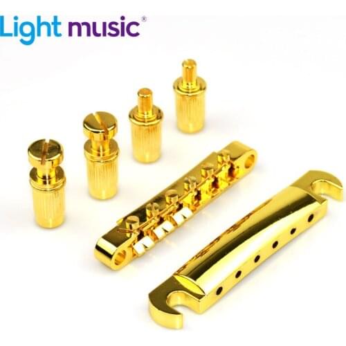 Guitar Bridge Locking Roller Tune-O-Matic TOM Bridge And Tailpiece Gold Set For LP Electric Guitar Replacement Accessory