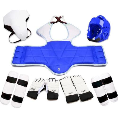 Five-piece Set Taekwondo Helmet Armor Kickboxing Guantes De Boxeo Boxing Glove Capacete Taekwondo Equipment WTF Foot Gloves