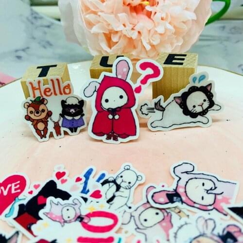 40pcs Cartoon rabbit Kids Fun Paper Stickers Homemade Bookkeeping Decals on Laptop / Decorative scrapbooking / DIY